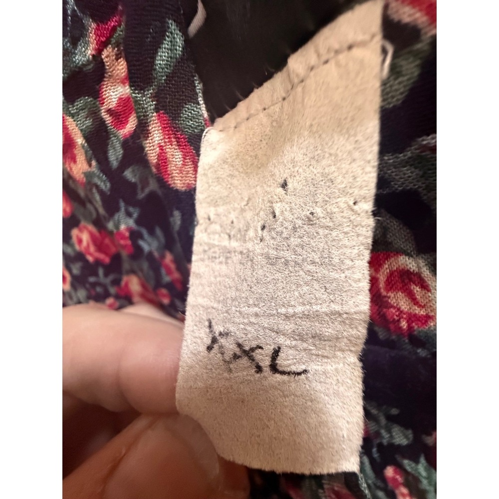 Froxx Ellen Elkin Vintage Floral Wide Leg Jumpsuit XXL Black Pink VNeck Tie Back - Picture 4 of 8